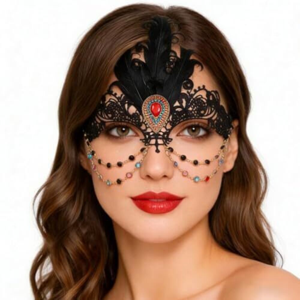 6243 Rhinestone Masquerade Lace Masks Sparkle Half Eye Mask for Costume